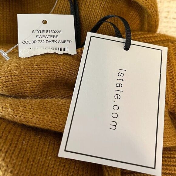 NWT 1.State Sweater XL Caramel Turtleneck Cutout Shoulder Bohochic Casual Cozy* - Picture 5 of 7